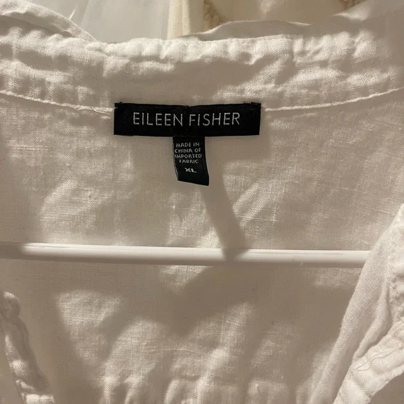 White Linen Long Sleeve Blouse - Picture 4 of 5